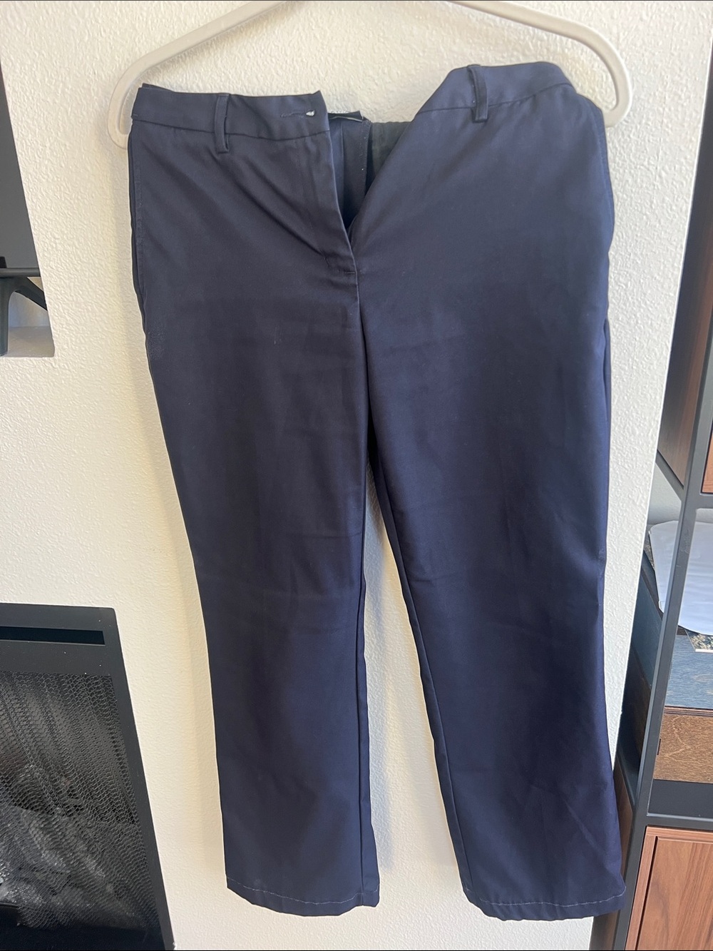 Lands' End Navy Women's Straight-Leg Trousers Elastic Waist Sport